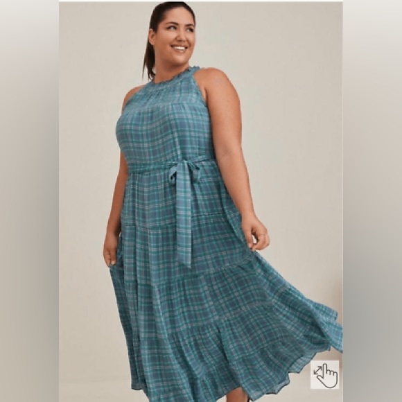 torrid Dresses & Skirts - Torrid Blue Plaid Halter Maxi Dress